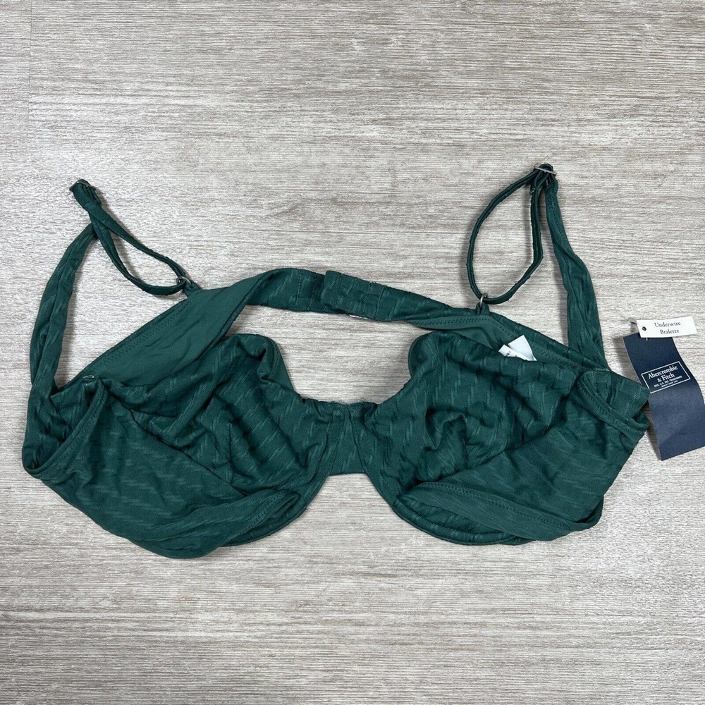 NWT Abercrombie & Fitch Green Underwire Bralette Bikini Top Extra Large